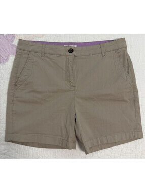 Boden Women’s Khaki Chino Shorts Size 12 Cotton Blend Flat Front